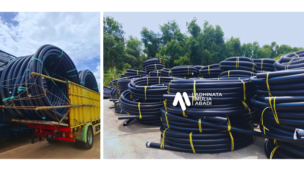 pengiriman dan stok Pipa HDPE bentuk roll 100 meter untuk instalasi air bersih
